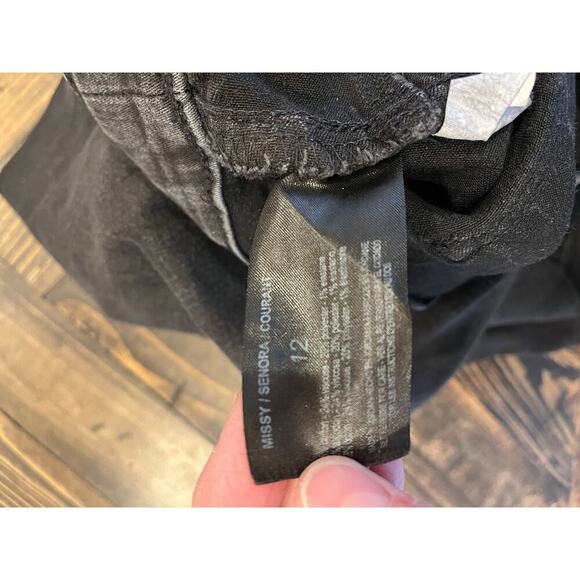 Nine West Black Pull On Skinny Jean Pants Women 12 Goth Grunge Stretchy Dark - Picture 11 of 12